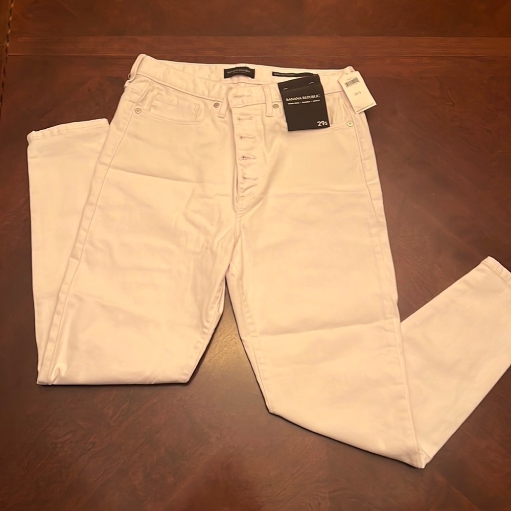 Banana Republic high rise skinny ankle white jeans 29 S size